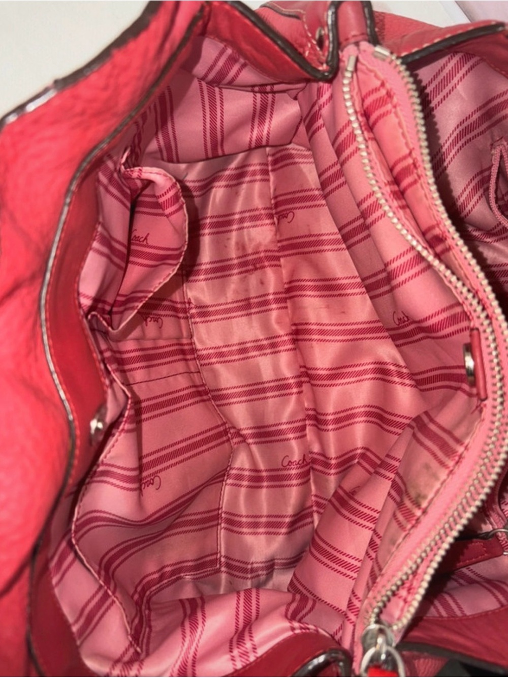 Coach Red Leather Shoulder Bag with Silver Hardware - Picture 8 of 12